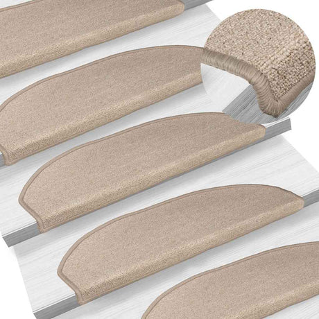 Vidaxl -Treppenmatten 15 ST 56x17x3 cm Taupe Hemisphäre