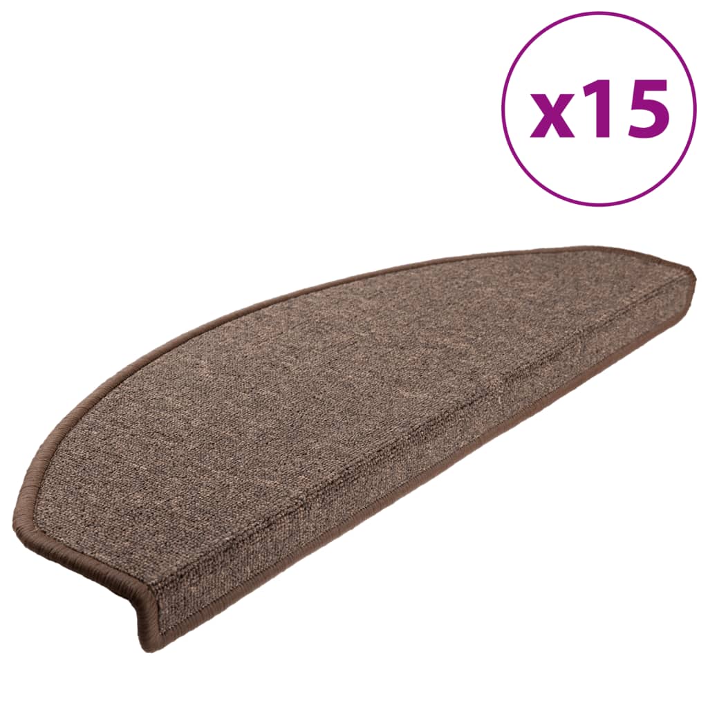 Vidaxl -Treppenmatten 15 ST 65x24x4 cm Kaffeebraun halbkreisförmiger groß