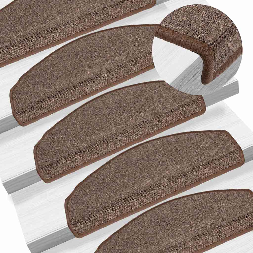 Vidaxl -Treppenmatten 15 ST 65x24x4 cm Kaffeebraun halbkreisförmiger groß