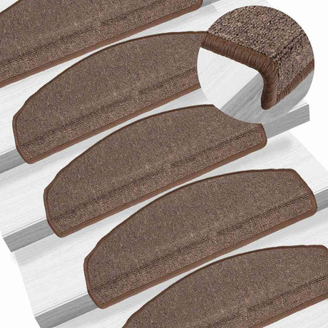 Vidaxl -Treppenmatten 15 ST 65x24x4 cm Kaffeebraun halbkreisförmiger groß