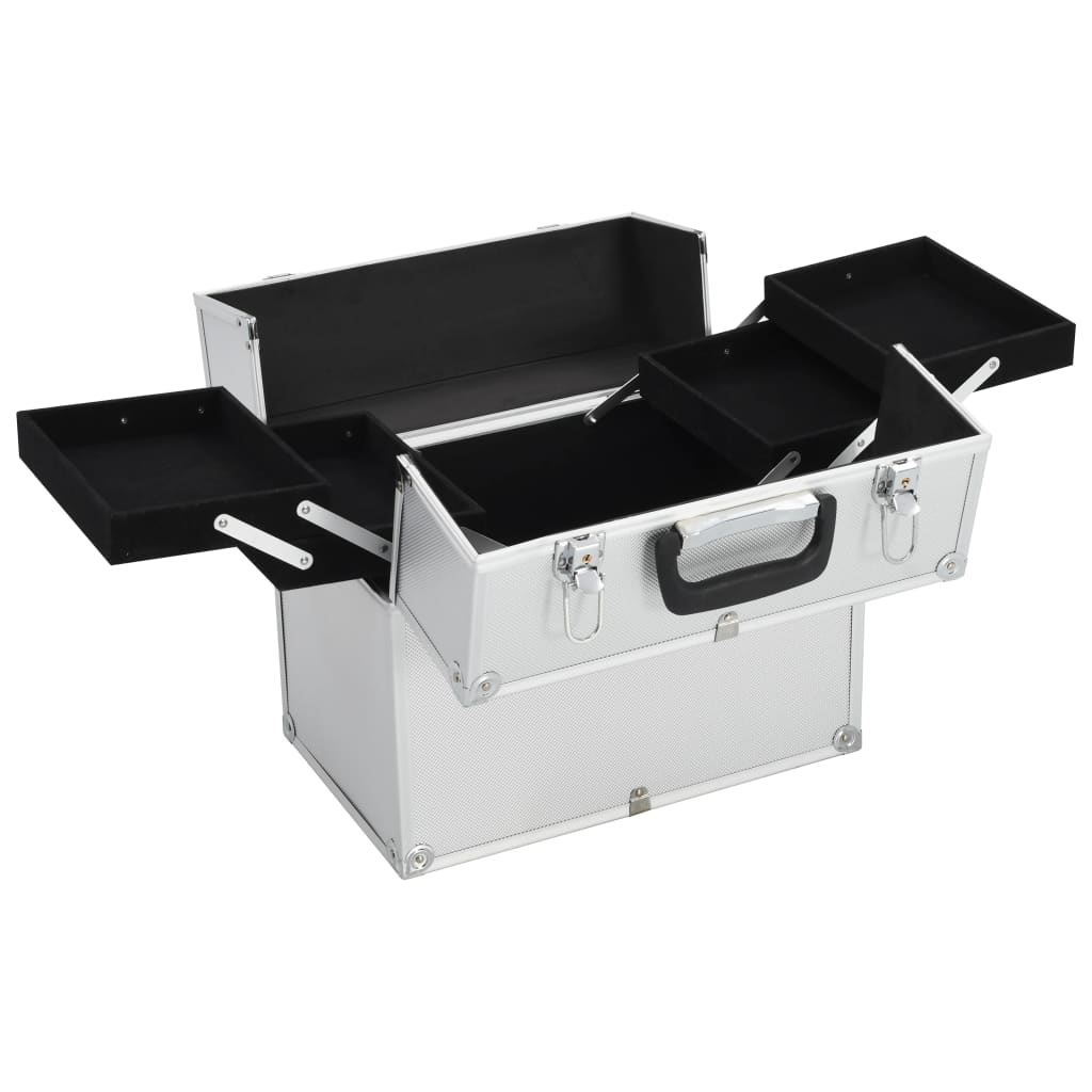 Vidaxl Make -up -Koffer 38x23x34 cm Aluminium Silber gefärbt