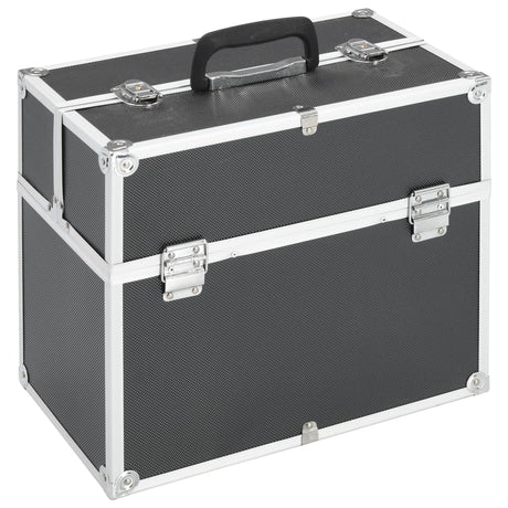 Vidaxl Make -up -Koffer 38x23x34 cm Aluminiumschwarz