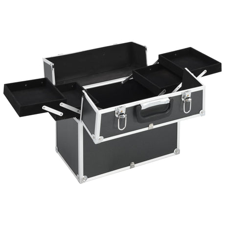 Vidaxl Make -up -Koffer 38x23x34 cm Aluminiumschwarz