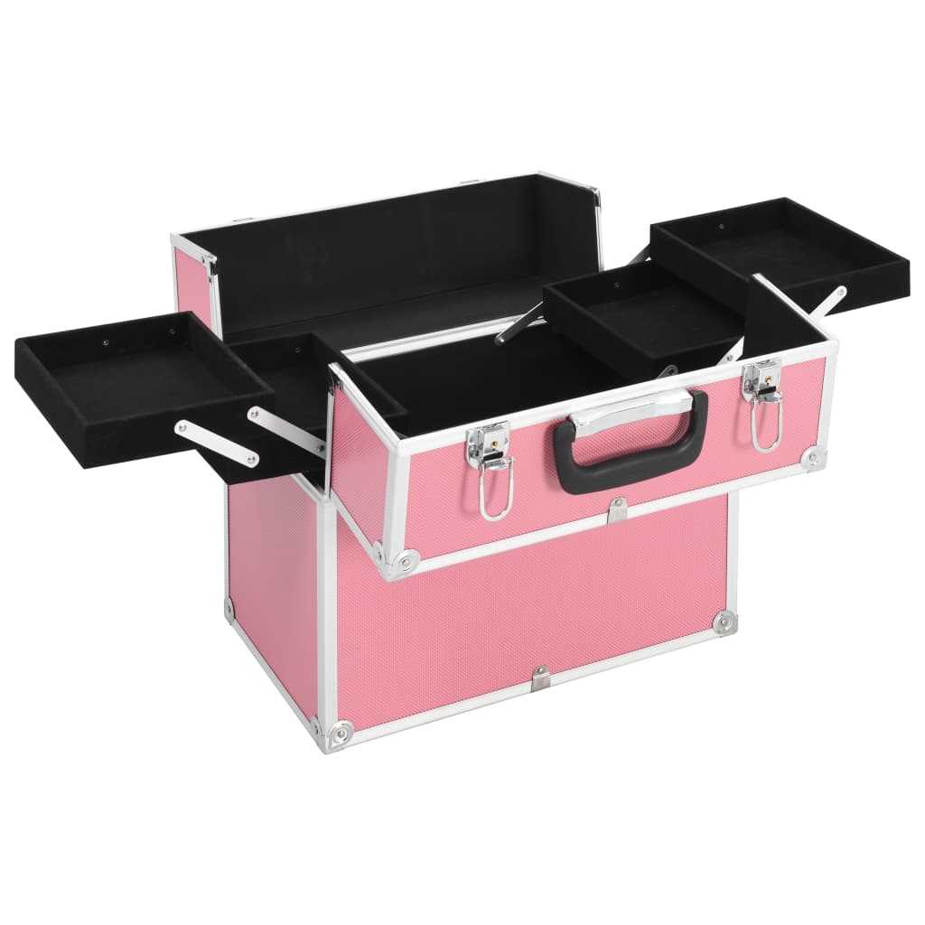 Vidaxl Make -up -Koffer 38x23x34 cm Aluminiumrosa