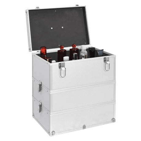 Vidaxl Make -up -Koffer 37x24x40 cm Aluminium Silber gefärbt