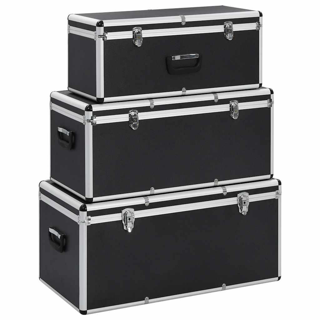 Vidaxx Aufbewahrungskoffer 3 Stück Aluminium schwarz