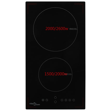 VIDAXL -Induktionskochfeld mit 2 Kochzonen Touch Control 3500 W Glas
