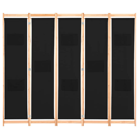 Vidaxl kamerscherm met 5 panelen 200x170x4 cm stof zwart
