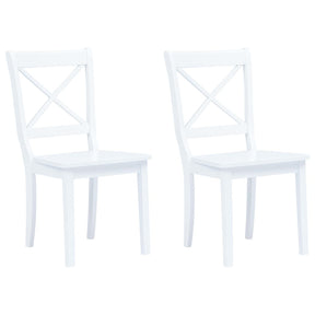 Vidaxl eetkamerstoelen 2 st massief rubberwood wit