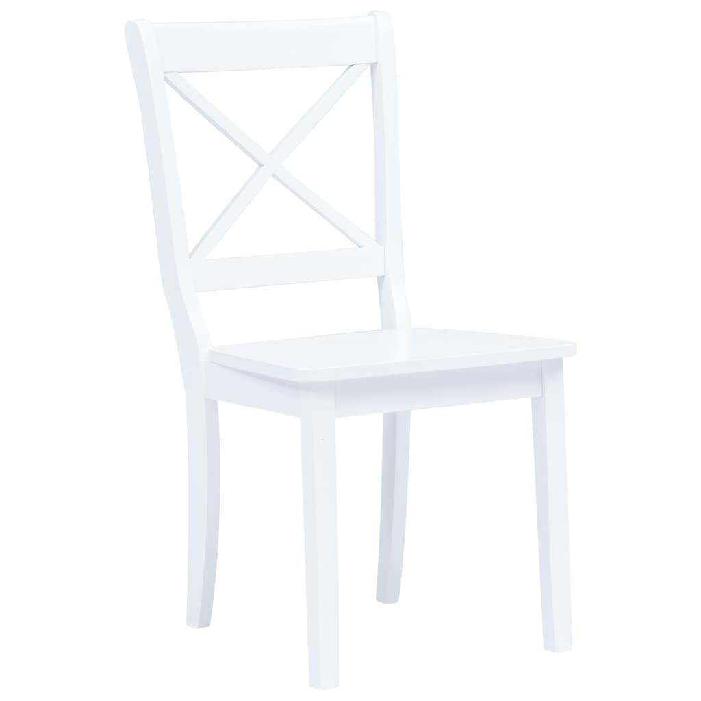 Vidaxl eetkamerstoelen 2 st massief rubberwood wit