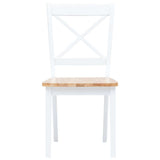 Vidaxl eetkamerstoelen 2 st massief rubberwood naturel en wit