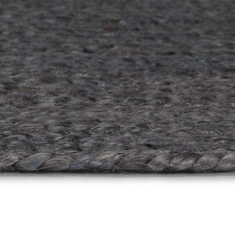 Vidaxl Teppich handgefertigt um 90 cm Jute dunkelgrau