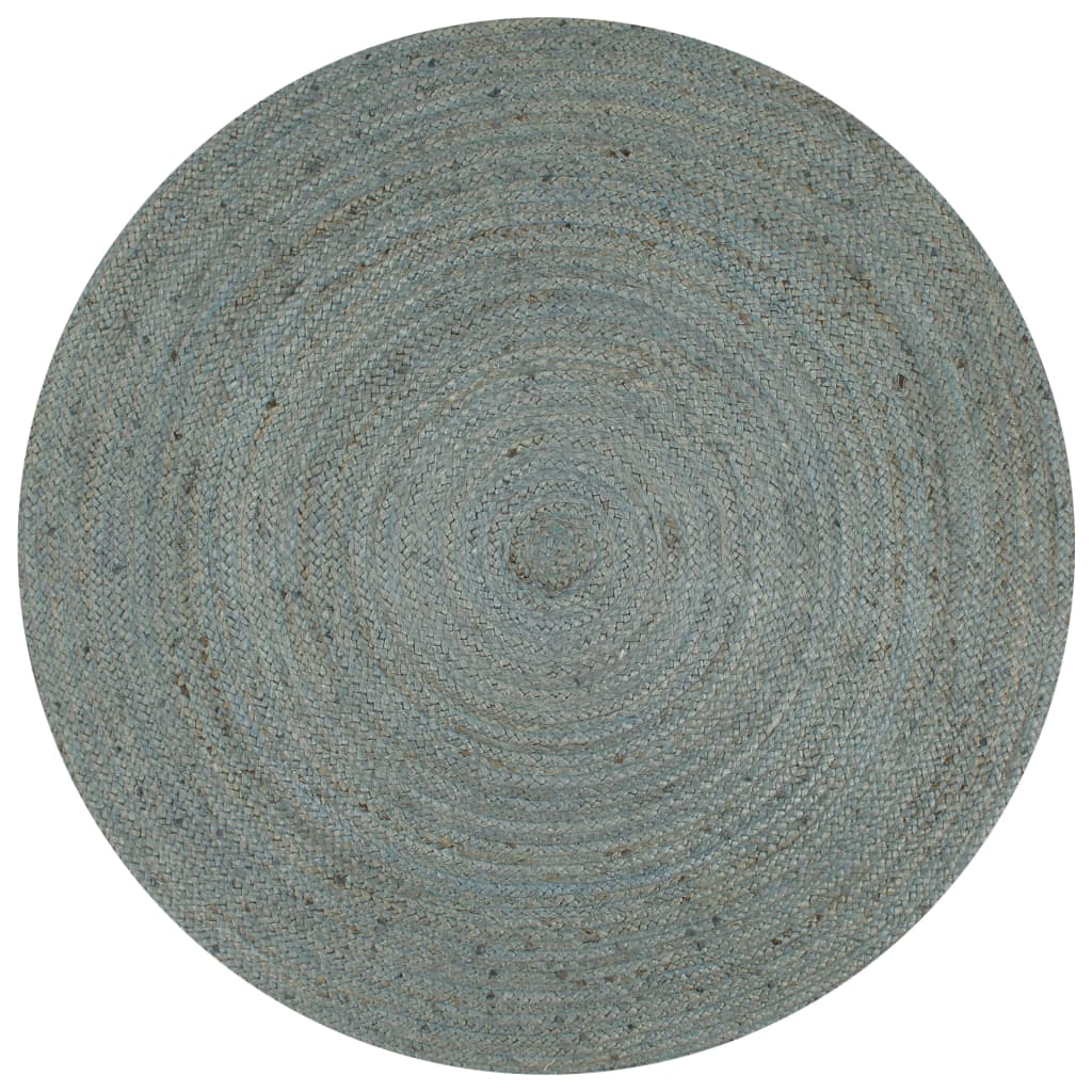 Vidaxl Teppich handgefertigt um 90 cm Jute Olivengrün