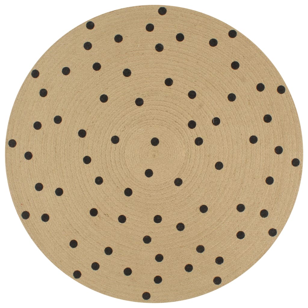 Vidaxl-Teppich handgefertigt mit Polkadot-Print 120 cm Jute