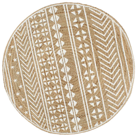 VidaXL-Teppich handgefertigt mit weißem Aufdruck 120 cm Jute