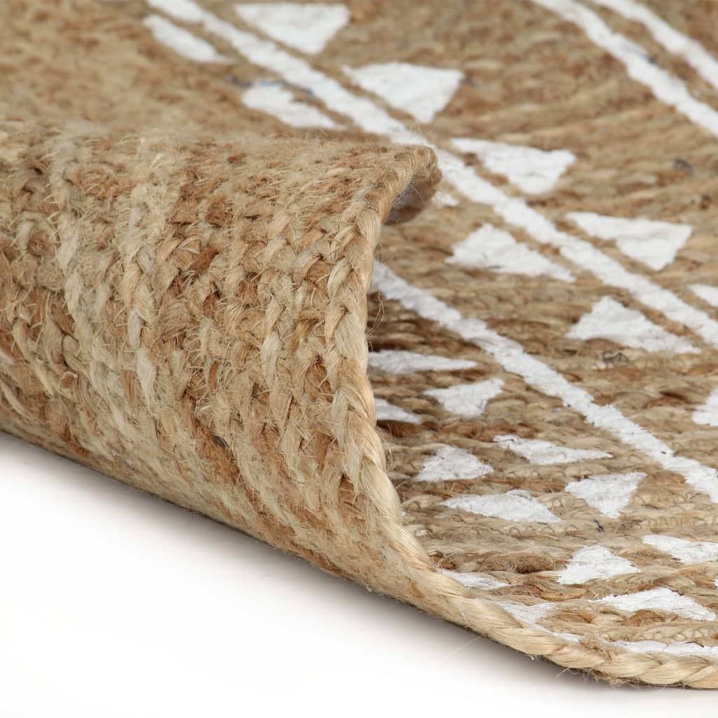 VidaXL-Teppich handgefertigt mit weißem Aufdruck 150 cm Jute