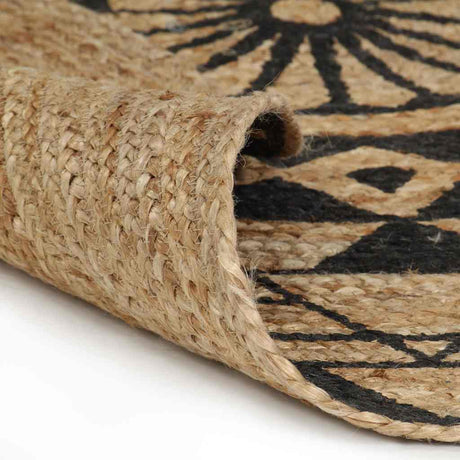Vidaxl Teppich handgefertigt mit schwarzem Druck 120 cm Jute