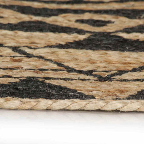 Vidaxl Teppich handgefertigt mit schwarzem Druck 120 cm Jute
