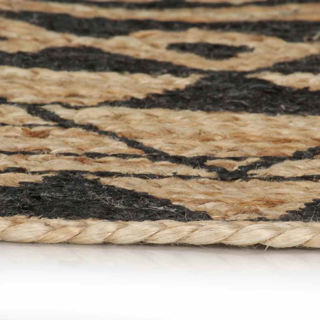 Vidaxl Teppich handgefertigt mit schwarzem Druck 150 cm Jute