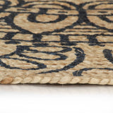 VidaXL-Teppich handgefertigt mit dunkelblauem Aufdruck 120 cm Jute