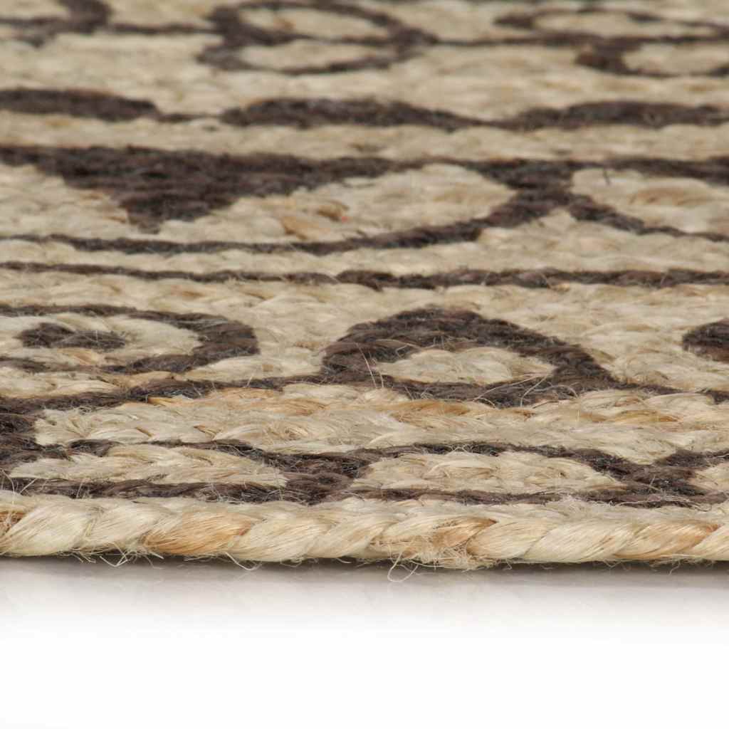 VidaXL-Teppich handgefertigt mit dunkelbraunem Aufdruck aus 90 cm Jute