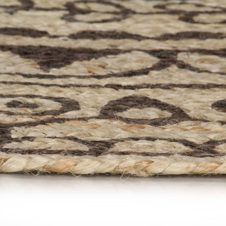 VidaXL-Teppich handgefertigt mit dunkelbraunem Aufdruck 120 cm Jute