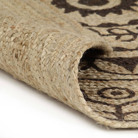 VidaXL-Teppich handgefertigt mit dunkelbraunem Aufdruck 150 cm Jute