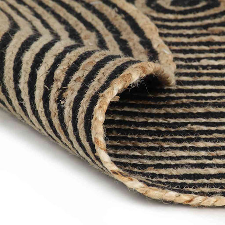 Vidaxl Teppich handgefertigt mit Spiraldesign 90 cm Jute Schwarz