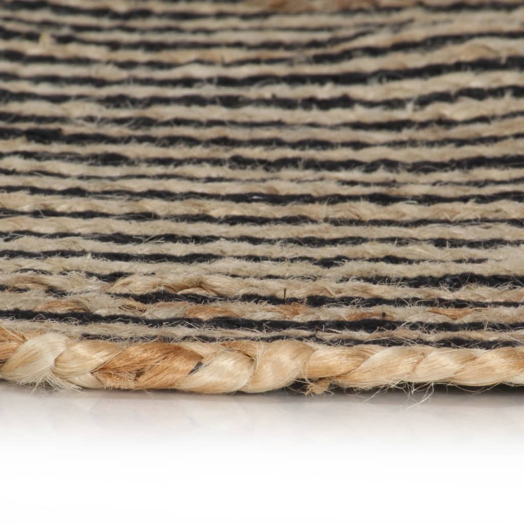 VidaXL Teppich handgefertigt mit Spiraldesign 120 cm Jute schwarz