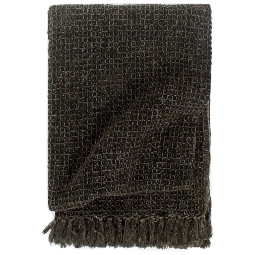 VidaXL Plaid 220x250 cm Baumwolle Anthrazit und Braun