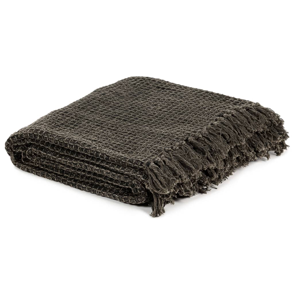 VidaXL Plaid 220x250 cm Baumwolle Anthrazit und Braun
