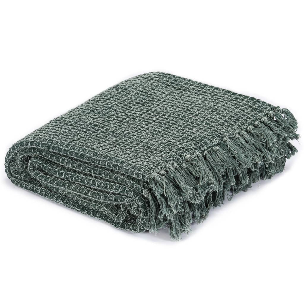 VidaXL Plaid 220x250 cm Baumwolle dunkelgrün