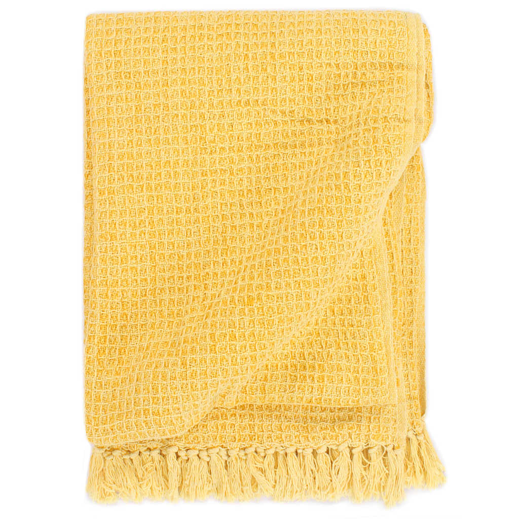 VidaXL Plaid 160x210 cm Baumwolle senfgelb