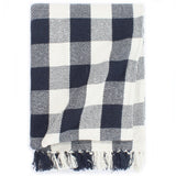 VidaXL Plaid kariert 220x250 cm Baumwolle Marineblau