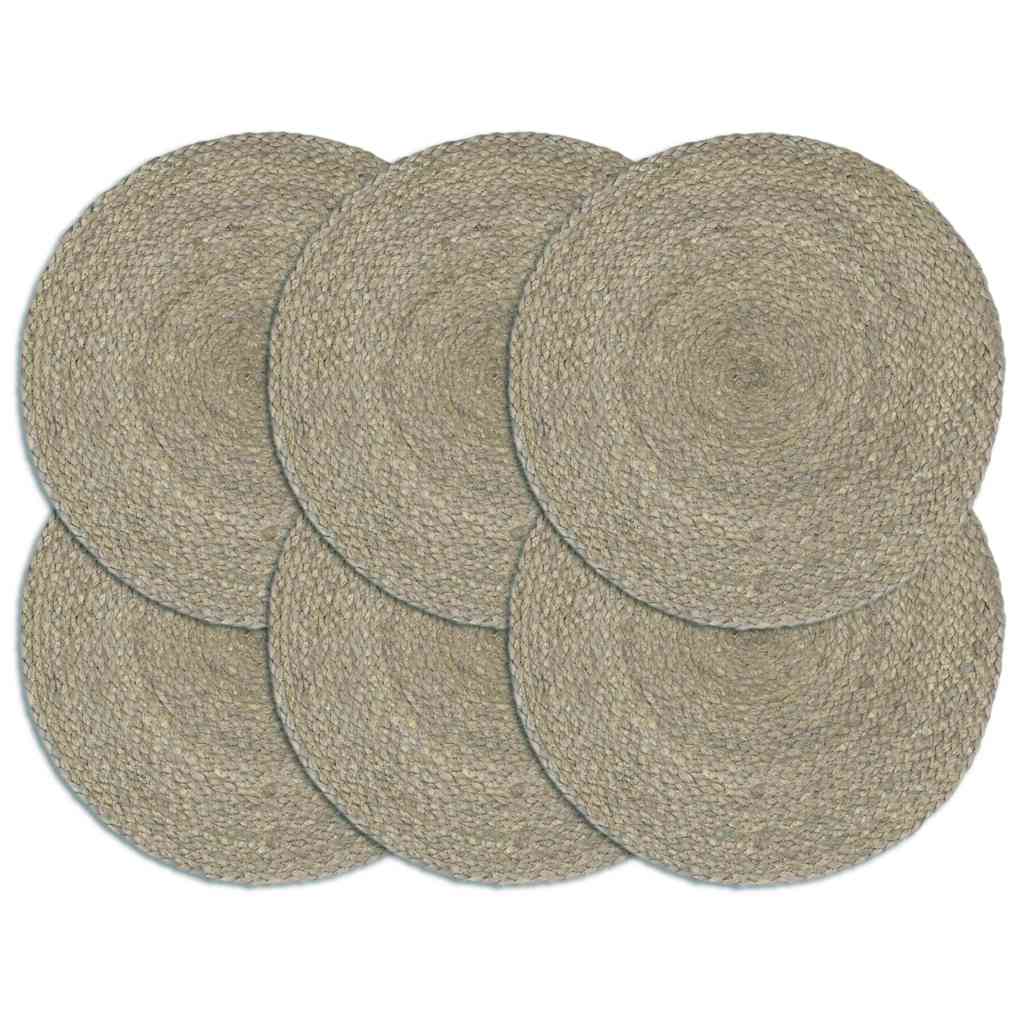 Vidaxx Tischsets 6 Stück rund 38 cm Jute uni grau