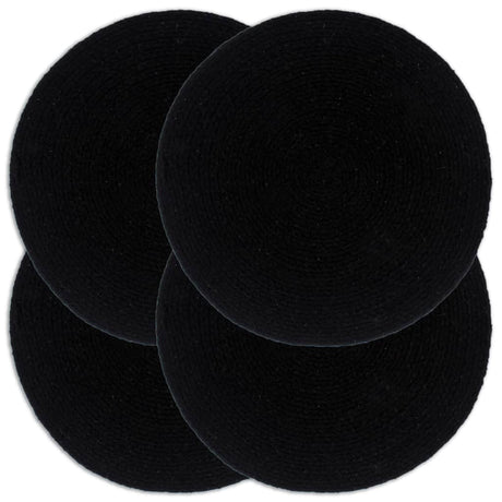 VidaXL Tischsets 4 Stück rund 38 cm Baumwolle einfarbig schwarz