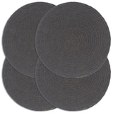 Vidaxl -Placemats 4 Sts rund 38 cm Baumwollschaltkreum dunkelgrau