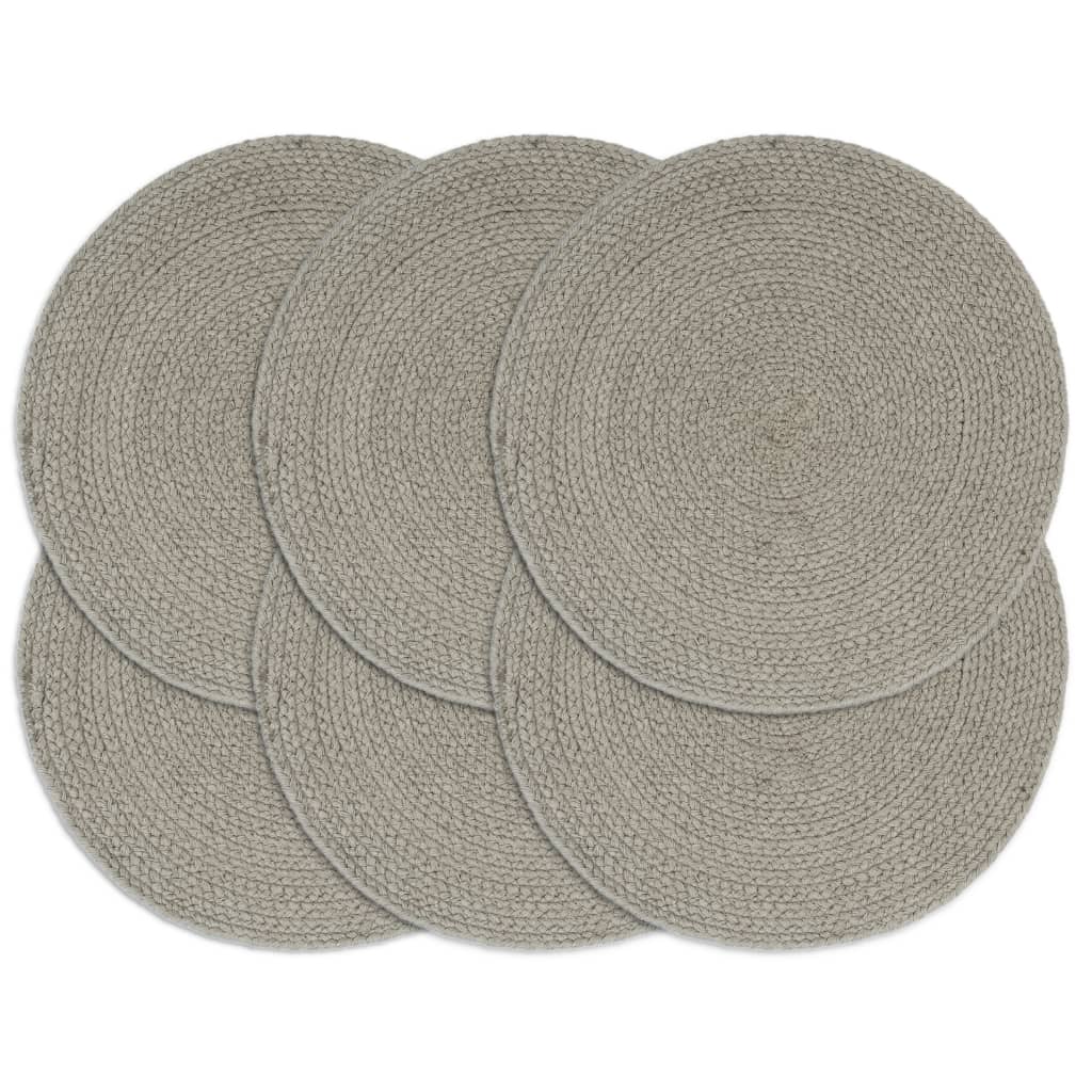 VIDAXL SCAMMATS 6 STS RUND 38 cm Baumwollschaltgrau
