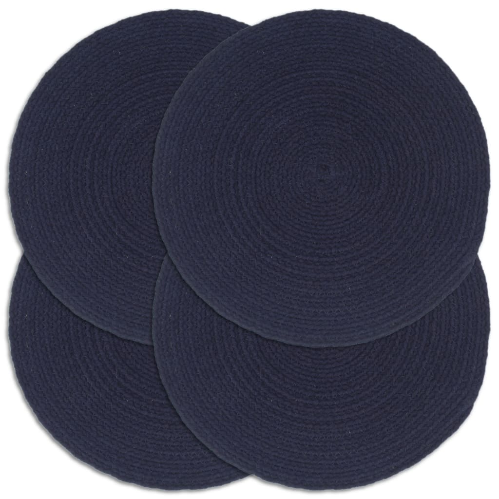 VidaXL Tischsets 4 Stück rund 38 cm einfarbig Baumwolle Marineblau