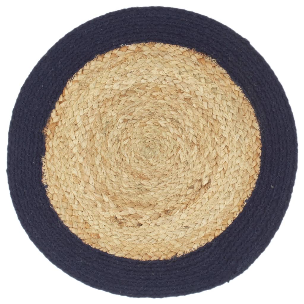 Vidaxx Tischsets 6 Stück 38 cm Jute und Baumwolle natur und marineblau