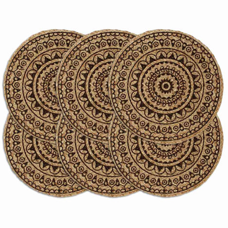 Vidaxl -Taschen 6 STs rund 38 cm Jute Dunkelbraun