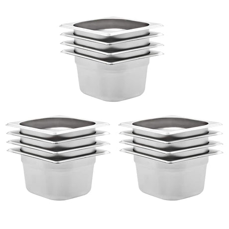 Vidaxx Gastronormbehälter 12 Stück GN 1 6 100 mm Edelstahl