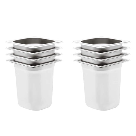 VIDAXL GASTRONORMBAKKEN 8 PC GN 1 6 200 mm Edelstahl
