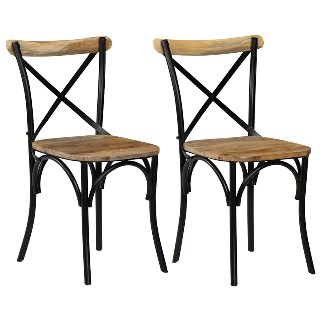 Vidaxl kruisstoelen 2 st massief mangohout zwart