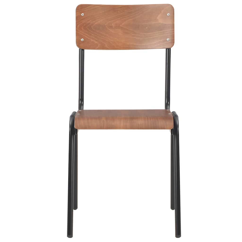 Vidaxl eetkamerstoelen 2 st massief multiplex staal bruin