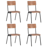 Vidaxl eetkamerstoelen 4 st massief multiplex staal bruin