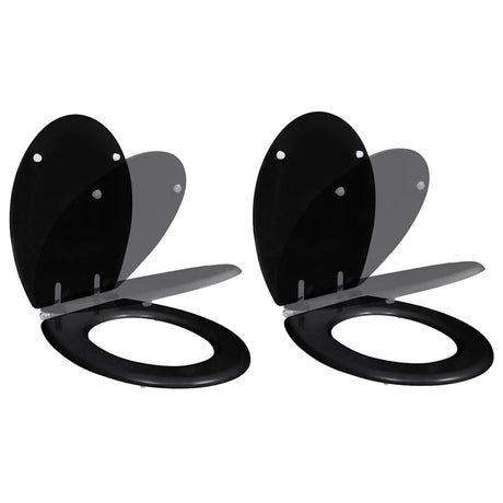VidaXL Toilettensitz mit Soft-Close-Deckel 2 Stück MDF schwarz