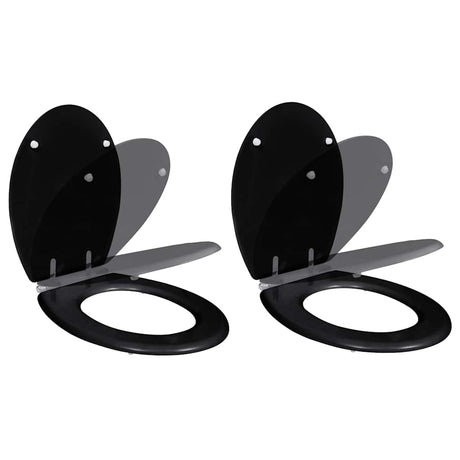 Vidaxl Toilettensitz mit weicher Abdeckung 2 ST MDF Schwarz