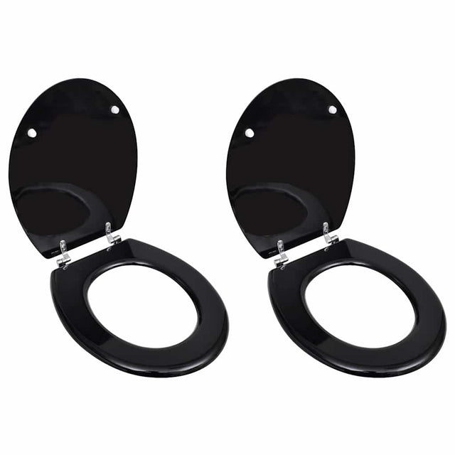 Vidaxl Toilettensitze mit Deckel 2 Stück MDF schwarz