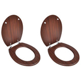 Vidaxl Toilettensitze mit Deckel 2 Stück MDF braun